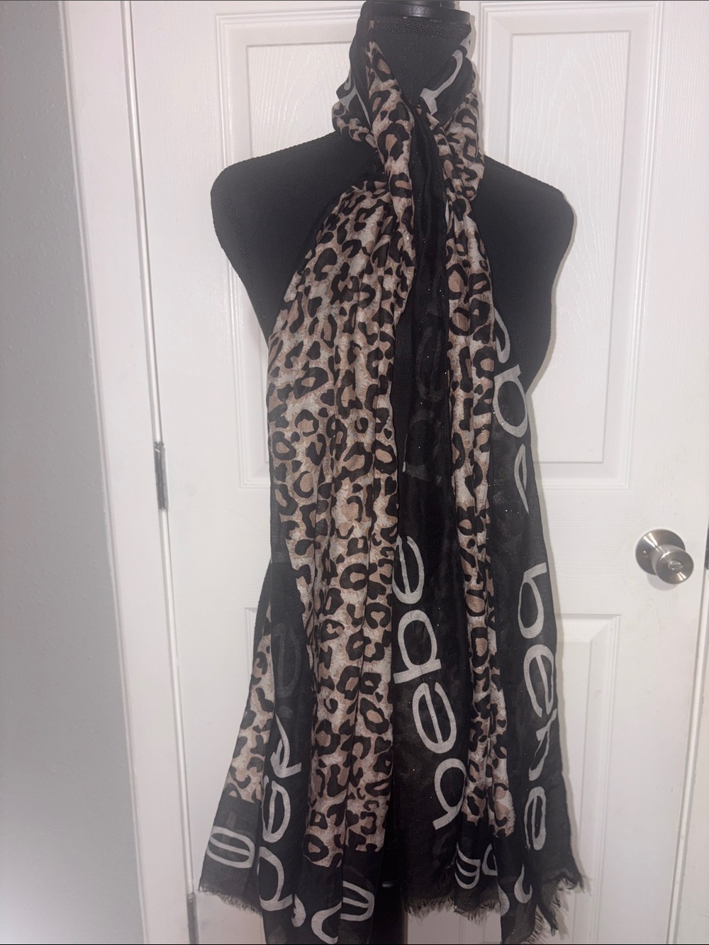 vintage Y2K-era Bebe mixed-pattern scarf